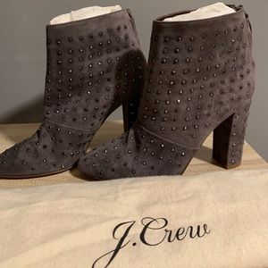 Grey Suede Gem Studded JCrew Booties